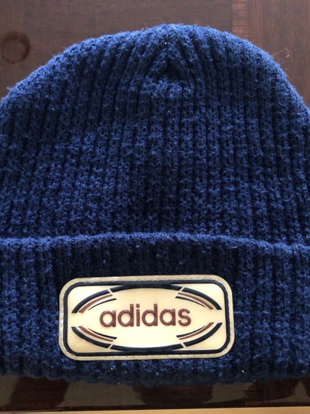 1996 Vintage Adidas Beanie Hat Made in Taiwan Cream Logo Rare Winter Cap